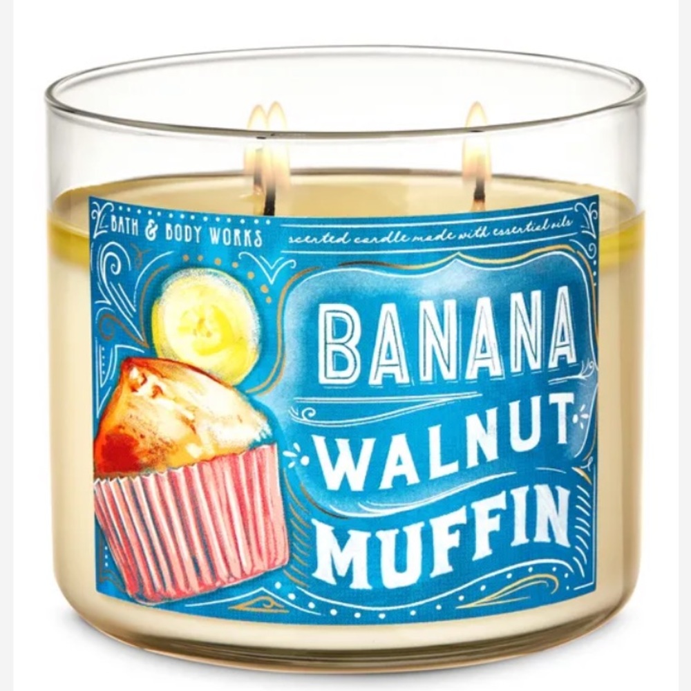 🍌 BBW Banana Walnut Muffin 3-Wick Candle NEW